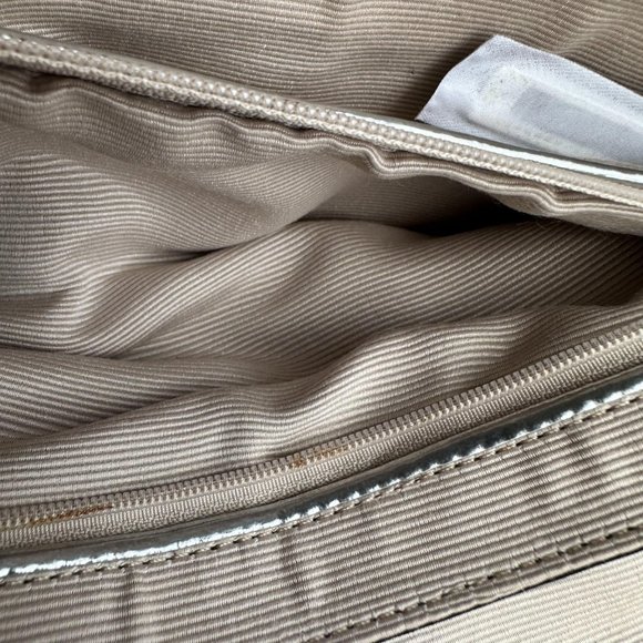 Ann Taylor Mini Satin Black Silver Purse Clutch Modern Design Evening Bag - Picture 5 of 9